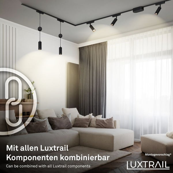 Briloner Luxtrail Schienensystem, Erweiterungsset, 2x LED Spots, Schwenkbar, Erweiterbar, Schwarz, 1 m