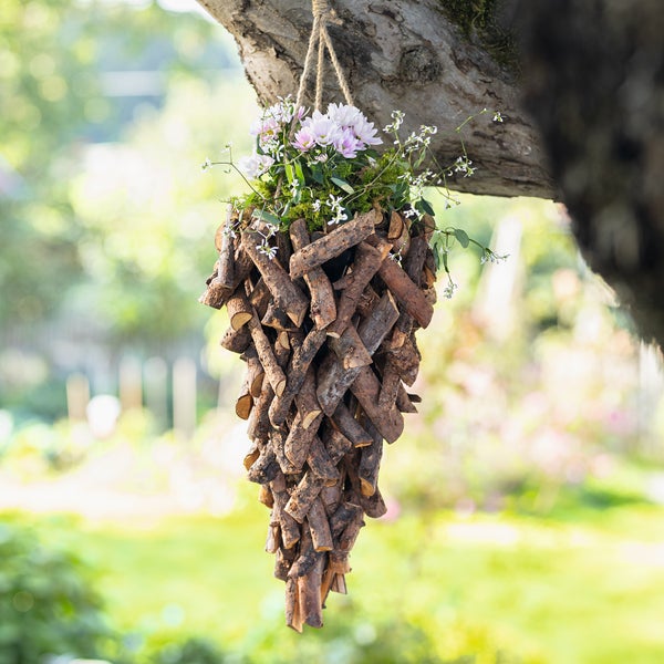 FRANK FLECHTWAREN | Pflanzampel Naturrattan, RATTAN, Ø 20 x 40 cm