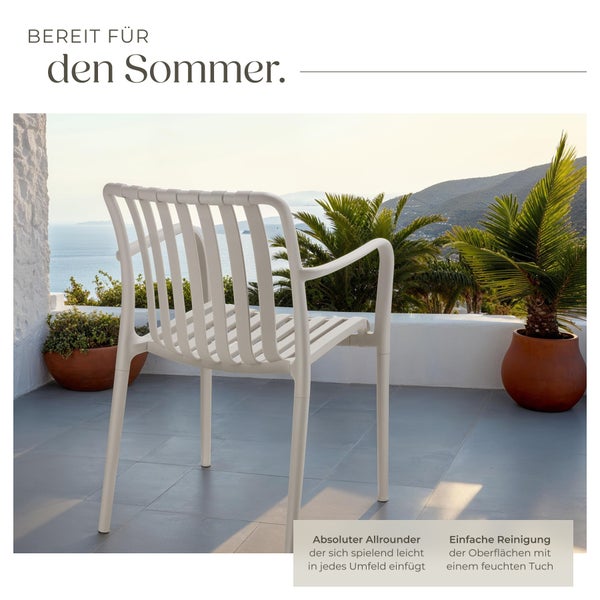 Gartenstühle tectake Alcudia 54,5 x 58 x 80,5 cm, Belastbarkeit 120 kg wetterfest und UV-beständig taupe