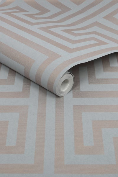 Next Vliestapete | Metallic Greek Key - Grau - 10mx52cm