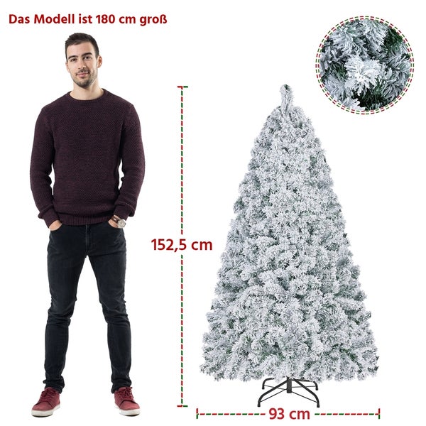 Yaheetech Künstlicher Weihnachtsbaum mit Schnee , Weiß