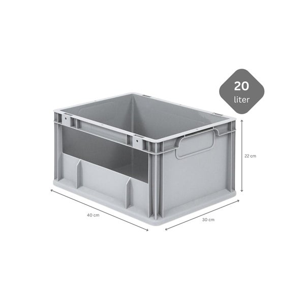 PROREGAL Eurobox NextGen Insight HxBxT 22 x 30 x 40 cm 20 Liter Seite Offen Eurobehälter Transportbox