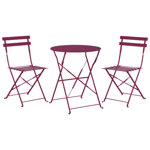 Bistro Set klappbar FIORI Metall Burgunderrot