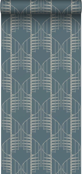 Borastapeter Tapete grafisches Motiv Graublau - 53 cm x 10.05 m - 660980