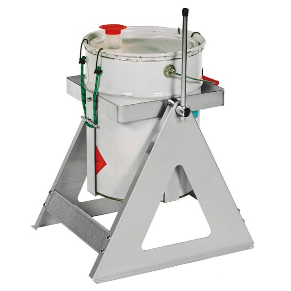 Fasskippständer mit Hebel und Spannseil zur sicheren Fixierung