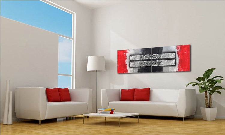 Das Wandbild -Silver Fury- 200x60x2 cm handgemaltes Unikat