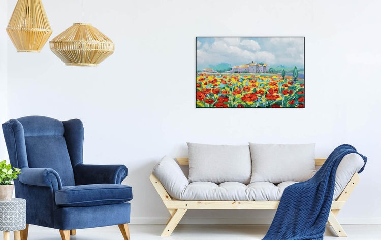 Handgemaltes Gemälde Acrylfarbe 93x63cm Bunt