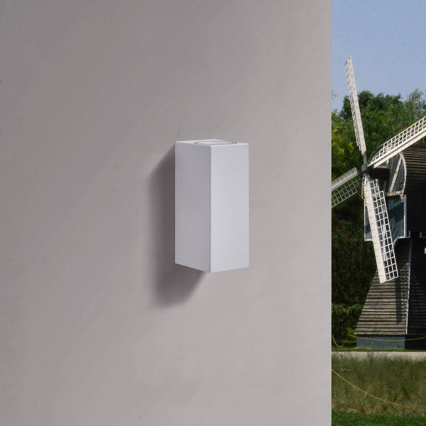 PRIOS Wandleuchte außen Tetje (Modern) in Weiß aus Aluminium (2 flammig, GU10) - Außenwandleuchten Wandlampe Led Außenlampe Outdoor für Außenwand/Hauswand Haus Terrasse & Balkon