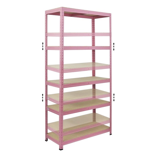 Berlinlodge Mega Deal 5x Wohnregal PINK LADY, HxBxT 180x90x40cm, Fachlast 175kg, 5 Ebenen, Pink, Bücherregal, Standregal, Büroregal für Wohnzimmer, Schlafzimmer, Arbeitszimmer