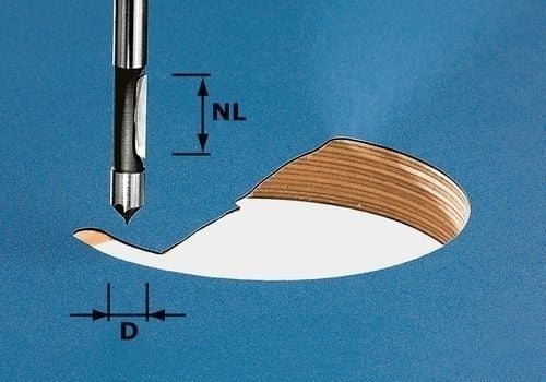 Nutfräser mit Schnittmusterdarstellung