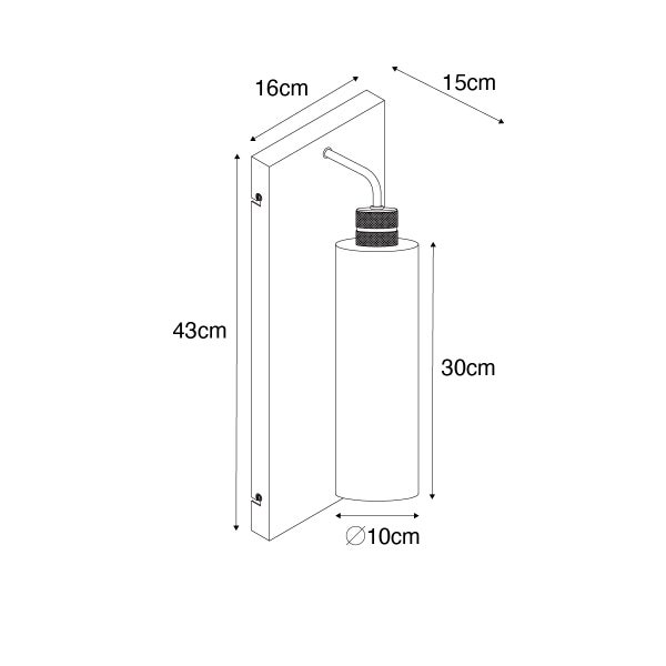 Technische Zeichnung einer Wandleuchte mit Abmessungen