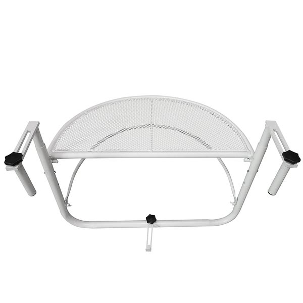 Outsunny Balkonhängetisch Hängetisch Gartentisch höhenverstellbar halbrund Ø30 cm Terrasse Metall Weiß L60 x B45 x H50 cm