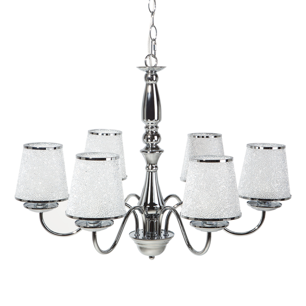 Kronleuchter mit sechs Lampen und Lampenschirmen