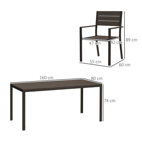 Gartentisch und Stuhl mit Maßangaben