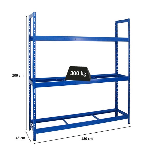 PROREGAL Reifenregal Tiger XL HxBxT 200 x 180 x 45 cm bis zu 21 Reifen auf 3 Ebenen Blau
