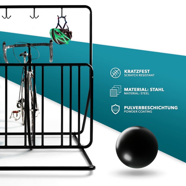 FLOORDIREKT Fahrradständer Tony - Metallgittergestell - mit Doppelhaken - Schwarz