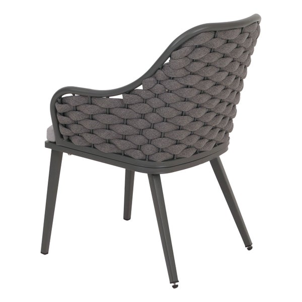 Gartenstuhl mit Armlehnen, geflochtenem Design und Metallbeinen