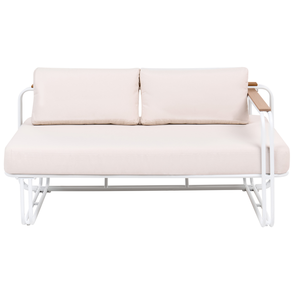 Zweisitziges Gartensofa mit Metallgestell und Sitz- sowie Rückenpolstern