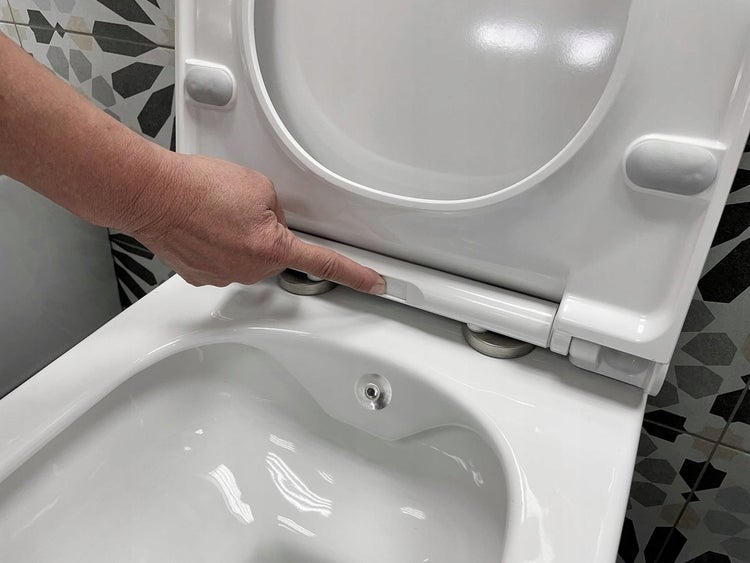 Taharet Dusch Wc mit Soft Close Wc Sitz Dusch-WC Set Tiefspüler ohne Spülrand mit Hygienedusche weiß glänzend Hygiene Intim Dusch Wc, mit WC-Sitz 316