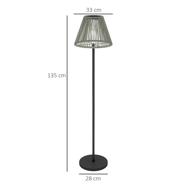 Outsunny Solar Stehlampe Rattan Solarlampen mit Lichtsensor 25 LEDs automatisch Solarleuchte im Boho-Stil IP44 Wasserdichte Solarlampe Outdoor Lampe für Garten Balkon Außen Rasen Ø33x135 cm