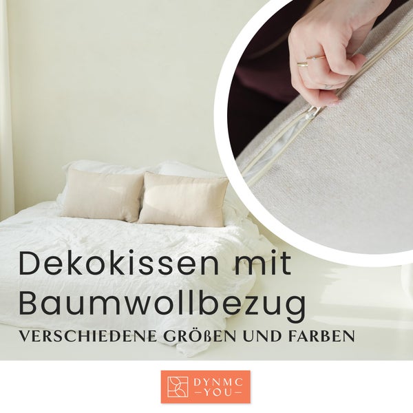 DYNMC you Modernes Sofakissen Set 40x60 mit weichem Oeko-TEX-Baumwoll-Bezug - Bequeme Dekokissen mit mittelharter Füllung - Perfekt als dekoratives Rückenkissen - Premium Couchkissen groß Beige