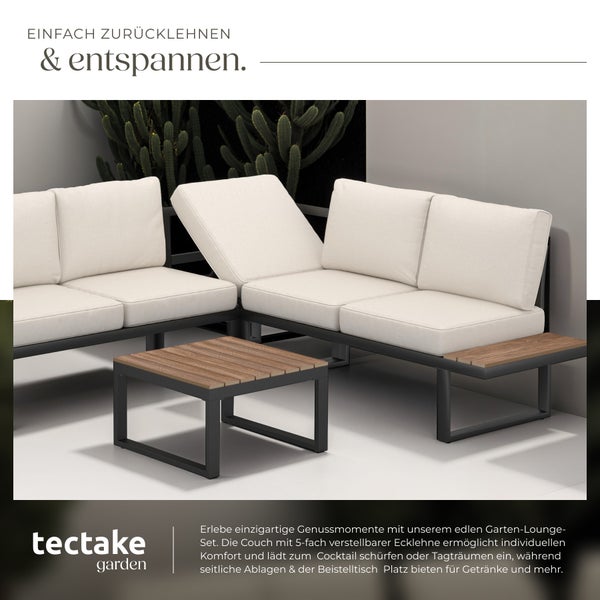 Gartenlounge Set mit verstellbarer Rückenlehne und Beistelltisch