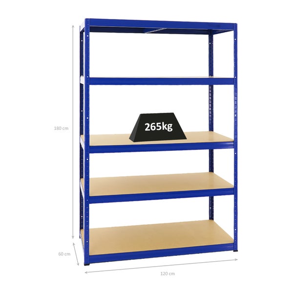 PROREGAL Schwerlastregal Big Elephant M HxBxT 180 x 120 x 60 cm Fachlast 250 kg Blau