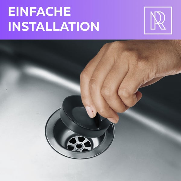 Einfache Installation eines Spülbeckenstöpsels in einem Edelstahlspülbecken