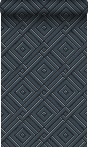 Origin Wallcoverings Tapete 3D grafisches Motiv Dunkelblau - 50 x 900 cm - 347982