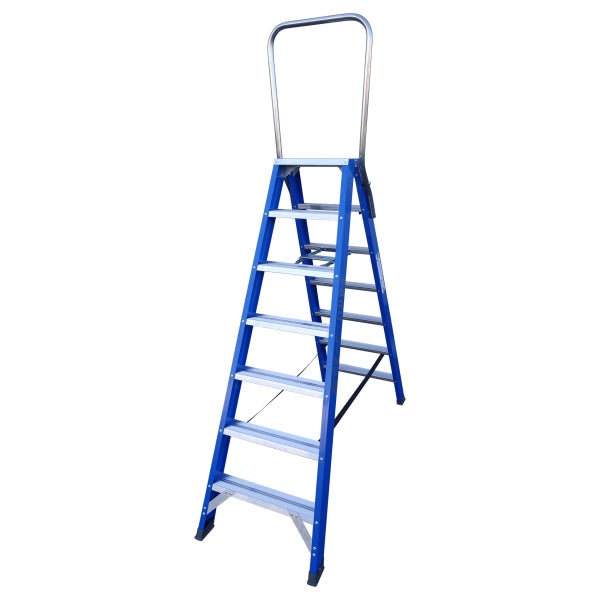 Stufenleiter mit Haltebügel und sieben Stufen