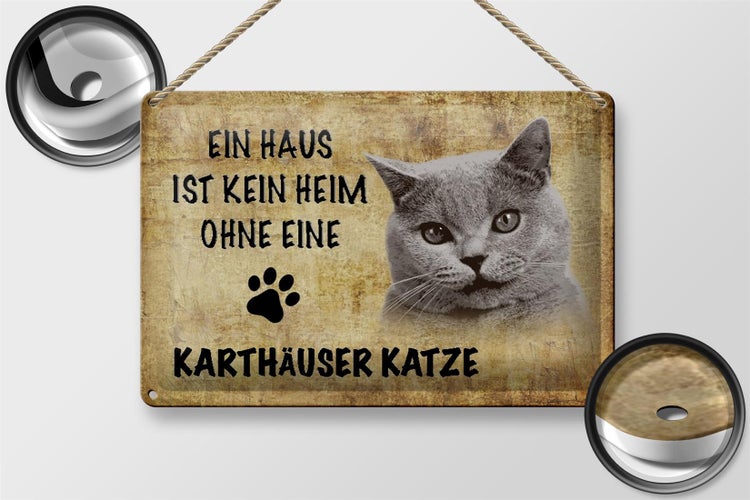 Blechschild Spruch 30x20cm Karthäuser Katze ohne kein Heim