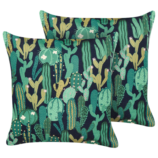Gartenkissen 2er Set BUSSANA Pflanzenmuster 45 x 45 cm Grün