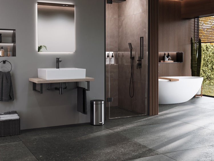Aqua Bagno Basic Plan Waschbecken 10.16.30.03.2 – 55 x 45 cm – Weiß Hochglanz – Keramikbecken mit Hahnloch & Überlauf