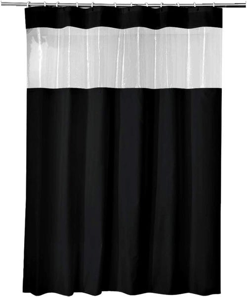 Duschvorhang mit transparentem Sichtfenster, schwarz