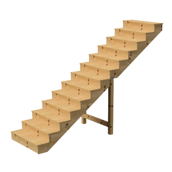 Holztreppe, Gartentreppe, Außentreppe, Terrassentreppe  Höhe 224cm 13 Stufen, Breite 140cm, MIT Setzstufen