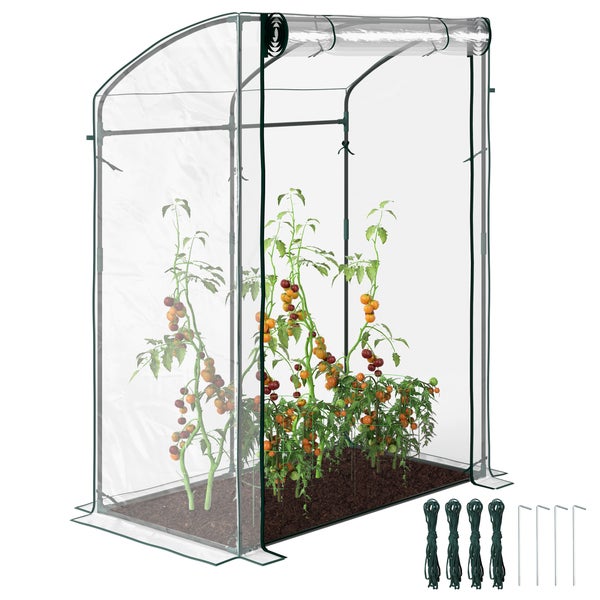 Gewächshaus mit den Maßen 105 cm x 128 cm x 70 cm x 165 cm x 170 cm und Eckverbindungsmaß 10 cm