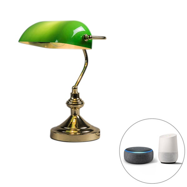 Tischleuchte mit Schirm und Sprachassistenten