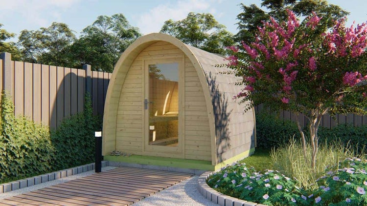 FinnTherm POD-Sauna Thorge Gartensauna aus Holz, Sauna mit 42 mm Wandstärke, Außensauna