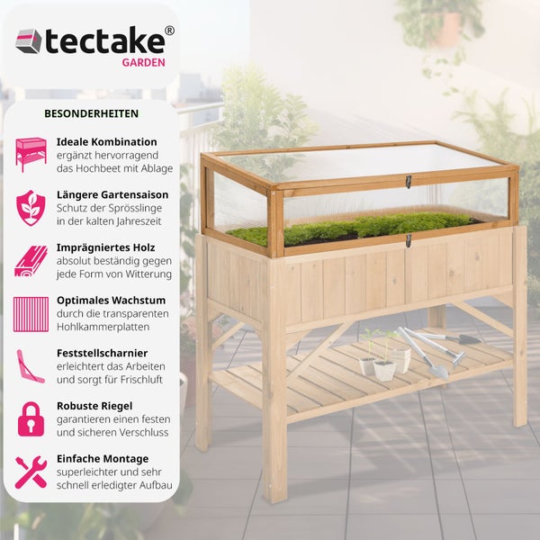 Frühbeet-Aufsatz tectake  115 x 53 x 34 cm aus Holz braun