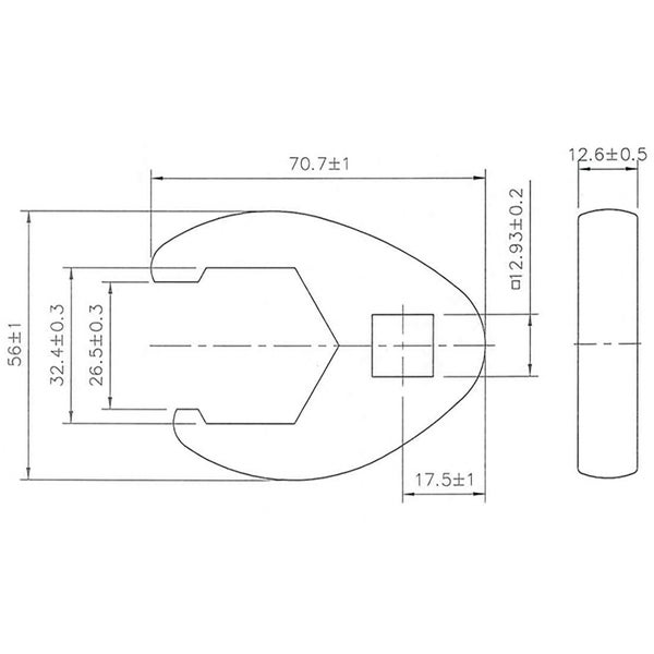BGS Hahnenfußschlüssel Antrieb Innenvierkant 12,5 mm (1/2) SW 32 mm - 1757-32