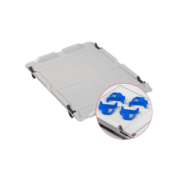 PROREGAL Spar Set 4x Eurobox Nextgen Color Mit Auflagedeckel & Schiebeschnappverschlüsse HxBxT 32 x 30 x 40 cm Griffe Blau Offen Glatter Boden