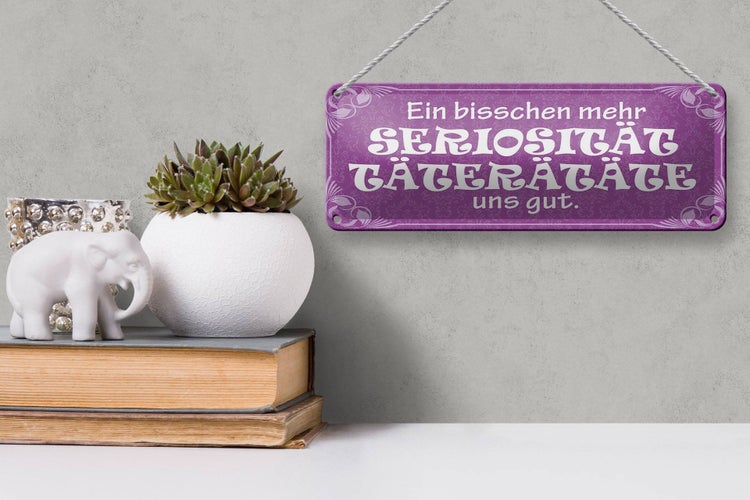 Blechschild Spruch 27x10cm mehr Seriosität Täterätäte gut Dekoration