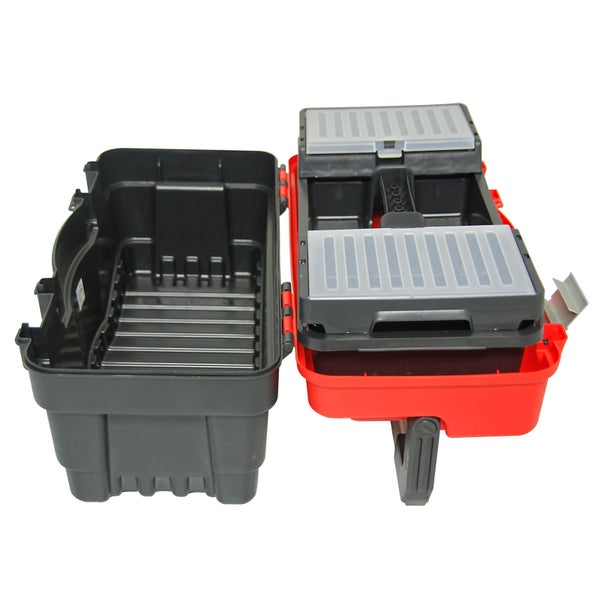 PROREGAL Werkzeugkoffer S | HxBxT 25,6x46,2x24,2cm | Polypylen | Schwarz/Rot