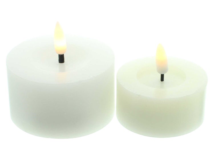 FRANK FLECHTWAREN | LED-Kerze White, 2er Set, WACHS, KUNSTSTOFF, 6 x 6 x 3 cm, 7,5 x 7,5 x 4 cm