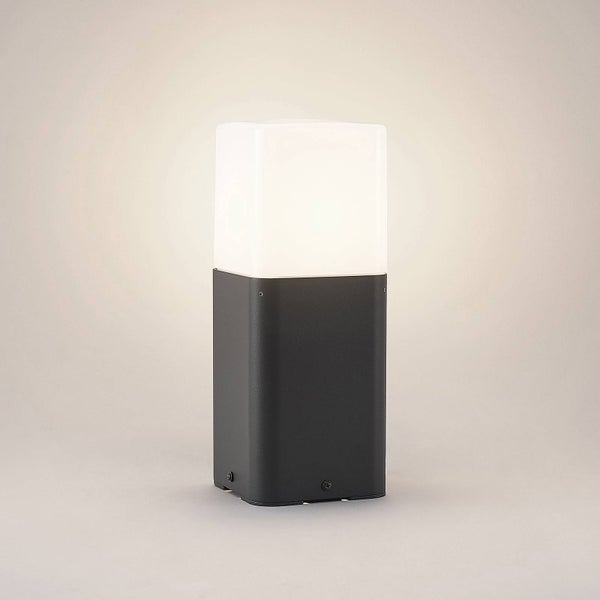 Lucande Außenleuchte Obuna (spritzwassergeschützt (Modern) in Schwarz aus Aluminium (1 flammig, E27) - Wegeleuchte Pollerleuchte Wegelampe Sockelleuchte