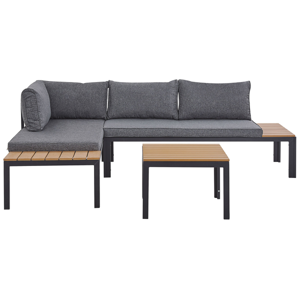 Garten Ecksofa mit Tisch 4-Sitzer PIENZA II rechtsseitig modular Grau