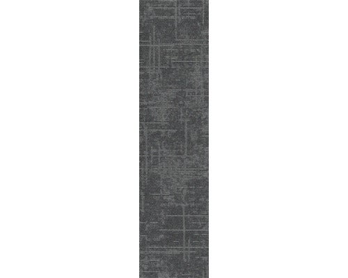 Teppichdiele mit linearem Muster, dunkelgrau, strukturierte Oberfläche.