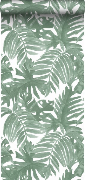 Sanders und Sanders Tapete Palmenblätter Graugrün - 0,53 x 10,05 m - 935265