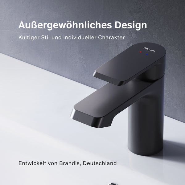 Moderne AM PM Waschtischarmatur in minimalistischem Design auf einem Waschbecken.