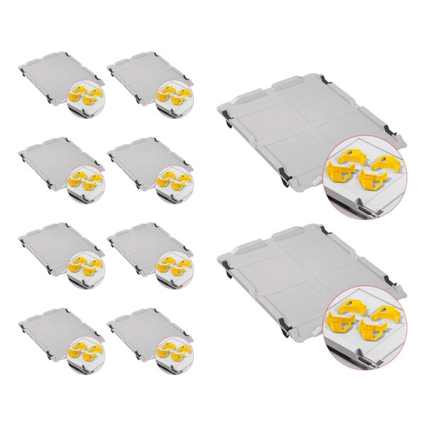 PROREGAL Spar Set 10x Eurobox Nextgen Economy Mit Auflagedeckel & 4x Schiebeschnappverschlüsse Gelb Griffe Offen HxBxT 12 x 40 x 60 cm 23 Liter